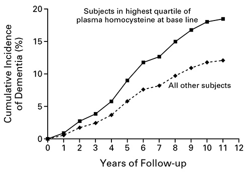 Subjects in highest quartile of plasma homocysteine at base line